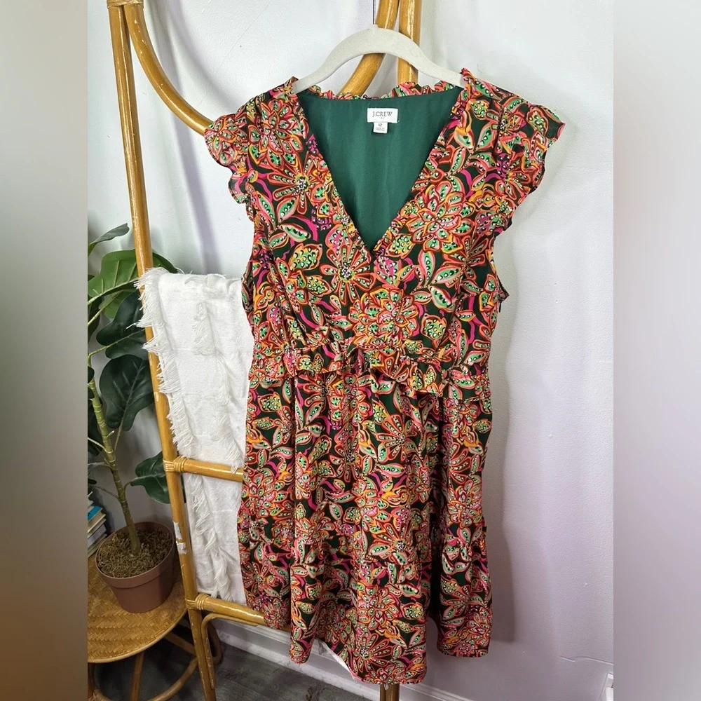 J.Crew Paisley V Neck Dress sz 12